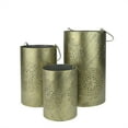 thumbnail image 1 of Set of 3 Gray and Gold Decorative Floral Cut-Out Pillar Candle Lanterns 10", 1 of 1