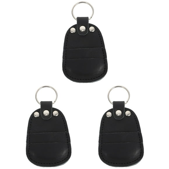 Set of 3 Guitar Pick Bag Frither Plectrum Wallet Organizer Black Purse Purses Storage Cowhide