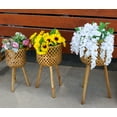 thumbnail image 1 of Set of 3 Hand Woven Natural Bamboo And Fir Legs Raised Floor Storage Baskets, 1 of 10