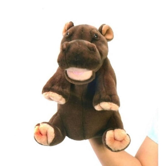Set of 3 Handcrafted Hippo Hand Puppet Stuffed Animals 9.25"
