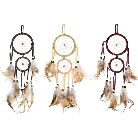 Set of 3 Handmade Dream Catcher With Feathers Wall Hanging Decoration Ornament Mixed Color Gift New