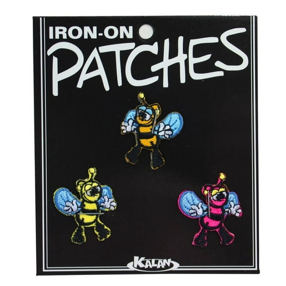 Set of 3 Happy Bumble Bee Patch Cute Insect Cartoon Embroidered Iron On Applique