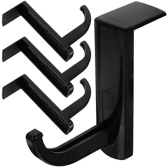 Set of 3 Headphone Stand Wall Mounted Rack Computer Headset Black