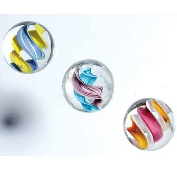 Set of 3 Helter Skelter 16mm Handmade Art Glass Marbles
