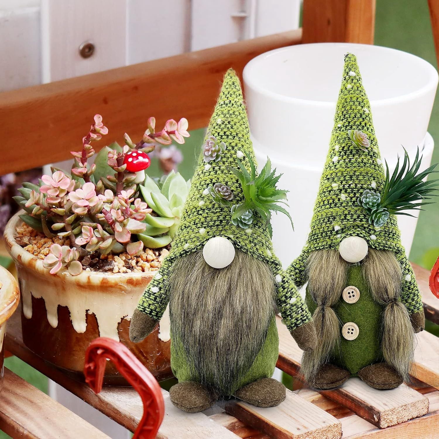 Set of 3 Hocus Pocus Witch Gnomes with Brooms for Rustic Halloween Decor