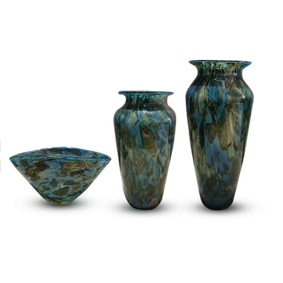 Set of 3 Home Decor-Bowl-Two Vases-Eclectic-Centerpiece-Modern Home-Modern Luxury-Unique-Conte