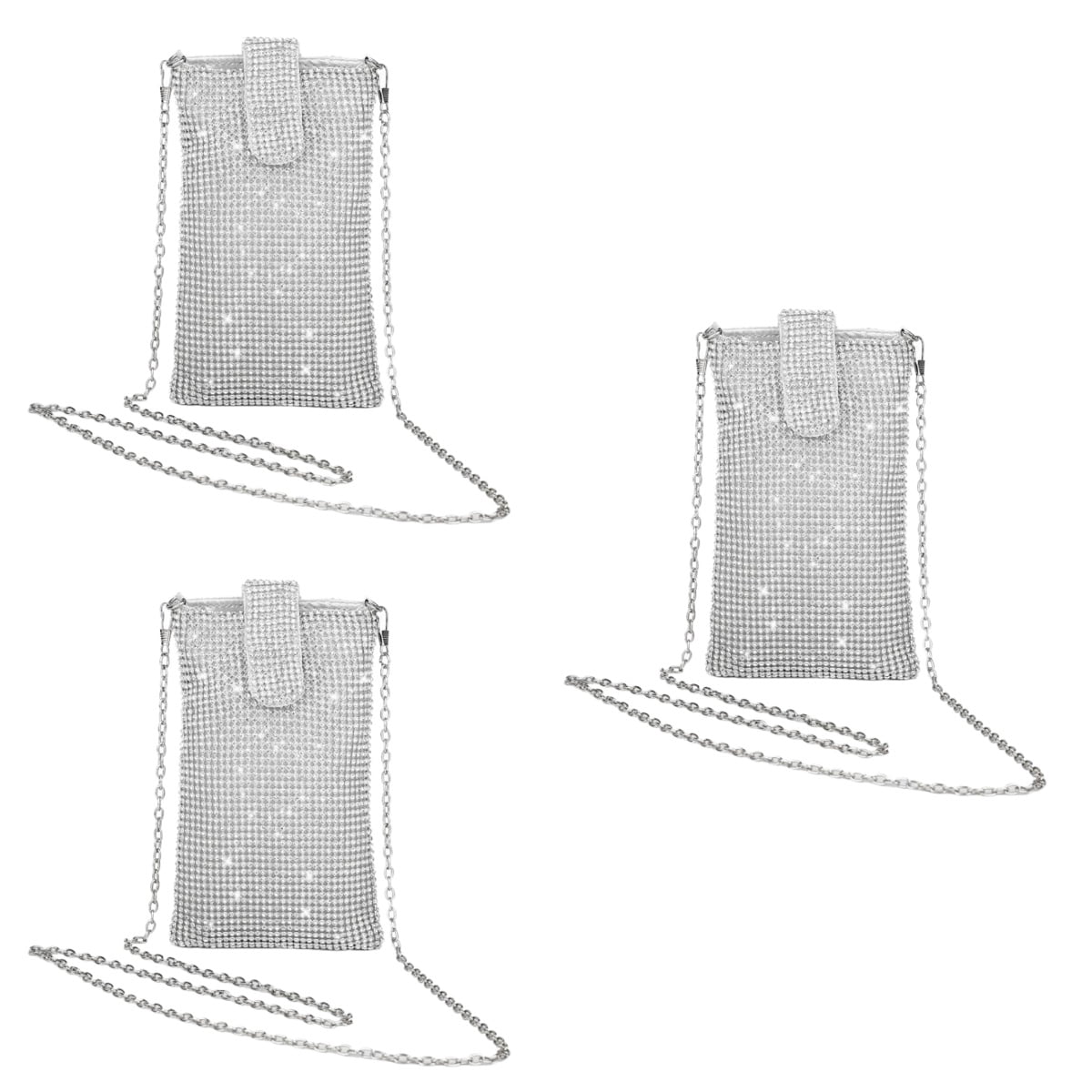 Set of 3 Hooks Rhinestone Crossbody Bag Wallet Storage Evening Dress ...
