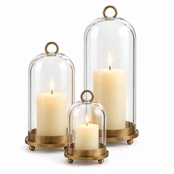 Set of 3 Hurricane Glass Candle Holders (15", 9", and 7")