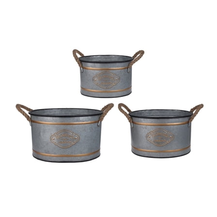 Set of 3 Huxley Metal Decorative Pots
