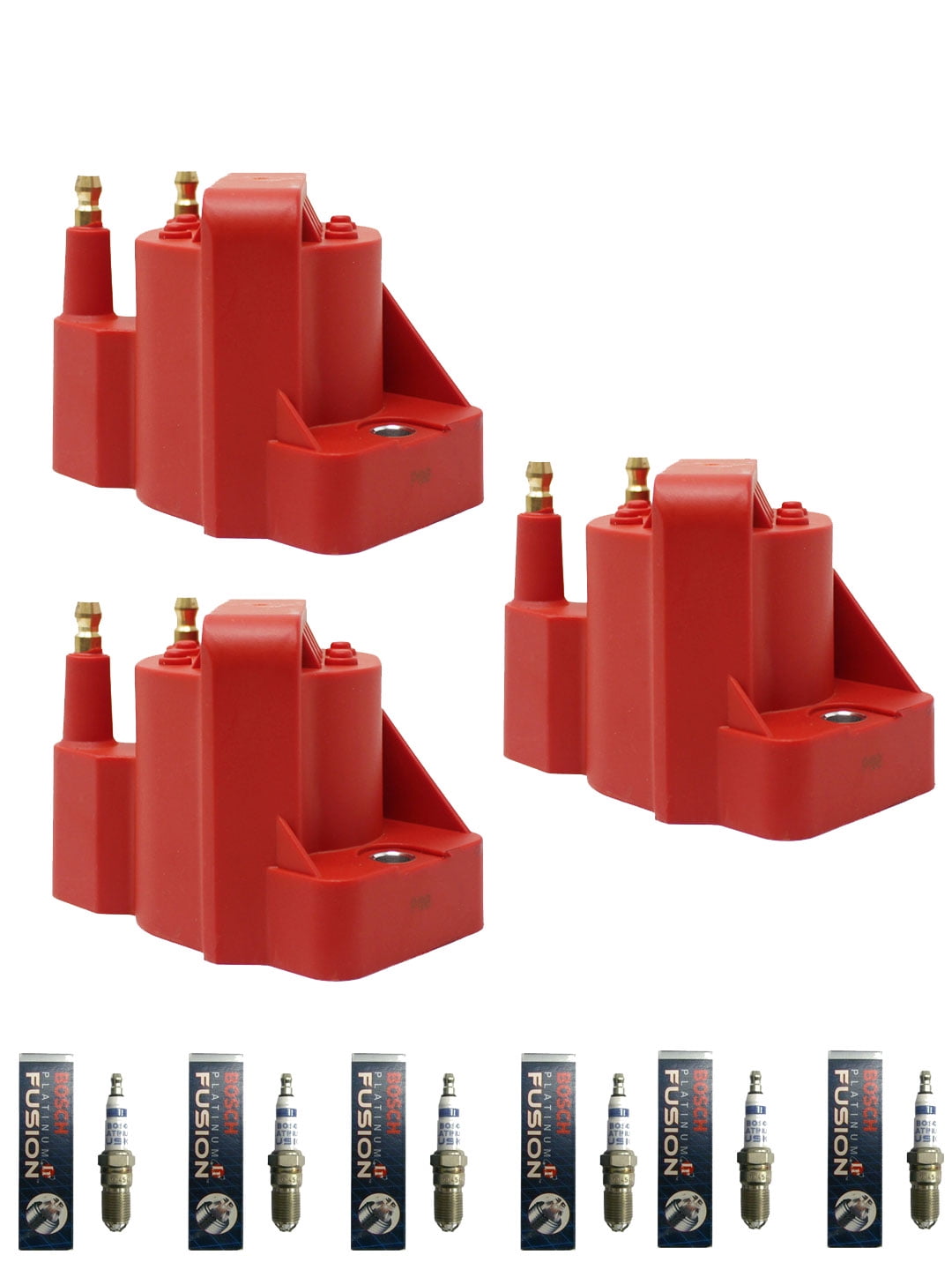 Set of 3 ISA Energy Ignition Coils and 6 Spark Plugs Compatible with