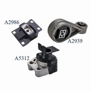 Set of 3 Engine Motor Mounts Compatible with 2005 2006 2007 Ford Focus 2.0L L4 Replacement for A5312 A2939 A2986