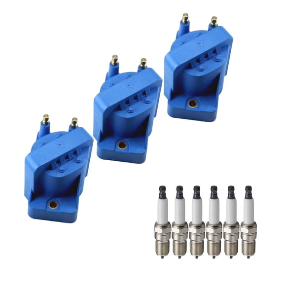Set of 3 ISA High Performance Ignition Coils and 6 ISA Spark Plugs Compatible with 1998 1999 GMC Sonoma 2.2L L4 Replacement for DR39