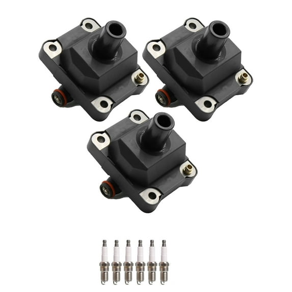 Set of 3 ISA Ignition Coils + 6 Spark Plugs Compatible with 1994-1995 Mercedes-Benz SL320 3.2L L6 cc -ci Replacement for UF137