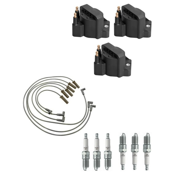 Set of 3 ISA Ignition Coils, 6 Spark Plugs and Wireset Compatible with 1996-2005 Pontiac Bonneville 3.8L Replacement for DR39 3144