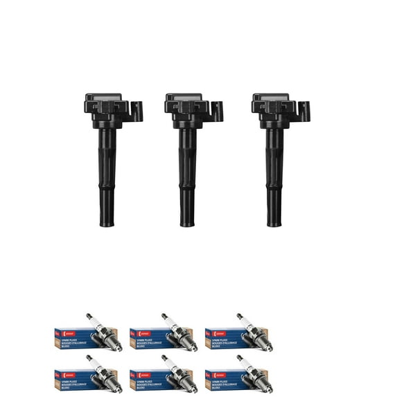Set of 3 ISA Ignition Coils and 6 Denso Spark Plugs Compatible with 1998 Toyota Tacoma 3.4L V Replacement for UF156