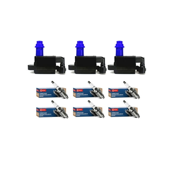 Set of 3 ISA Ignition Coils and 6 Denso Spark Plugs for 1998-2005 Lexus IS300 GS300 SC300 L6 3.0L Replacement for UF228