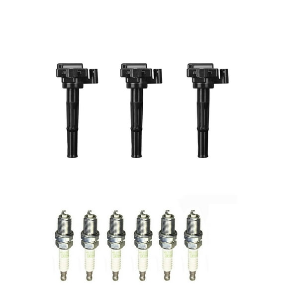 Set of 3 ISA Ignition Coils and 6 NGK Spark Plugs Compatible with 2000 Toyota Tundra 3.4L V6 Replacement for UF156