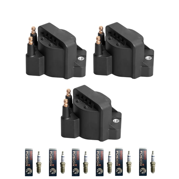 Set of 3 ISA Ignition Coils and 6 Spark Plugs Compatible with 2000-2003 Chevrolet Venture Base Mini Passenger Van 4-Door 3.4L Replacement for DR39