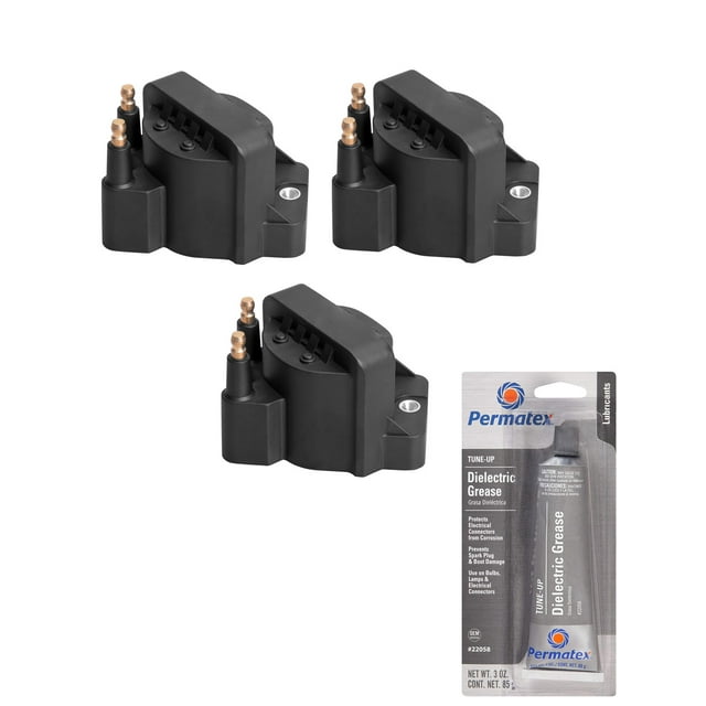Set of 3 Ignition Coil Packs and Permatex 22058 Dielectric TuneUp