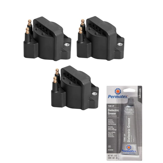 Set of 3 Ignition Coil Packs and Permatex 22058 Dielectric Tune-Up Grease Compatible with 1991 1992 Isuzu Impulse L4 1.6L Replacement for DR39 C849