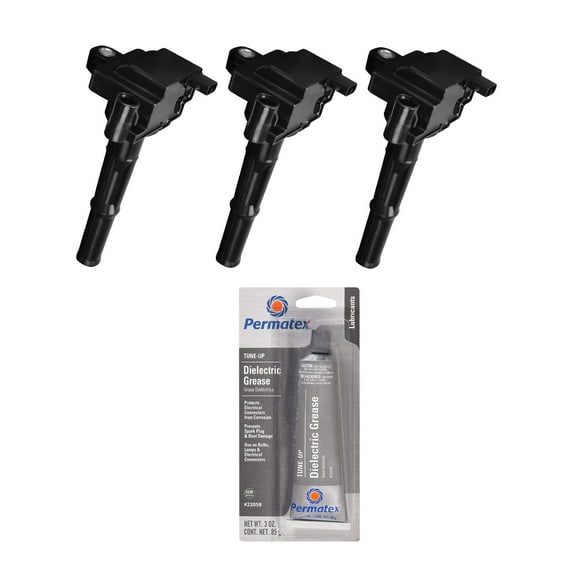 Set of 3 Ignition Coils and Permatex 22058 Dielectric Tune-Up Grease Compatible with 1995 Toyota T100 3.4L V6 Replacement for UF156 C1041