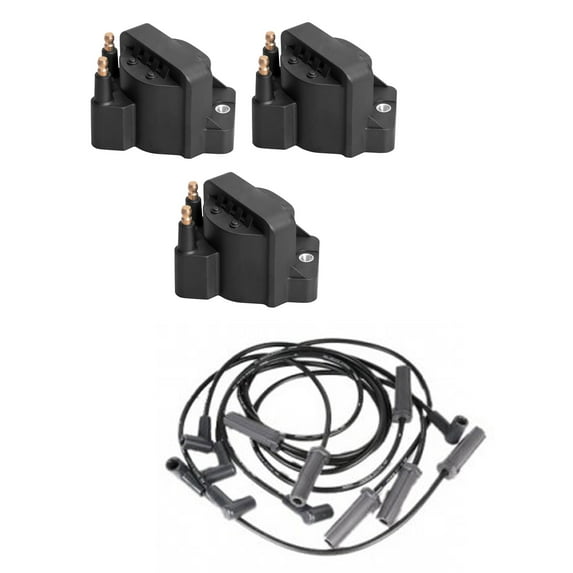Set of 3 Ignition Coils and Wireset Compatible with 1996-2005 Buick LeSabre 3.8L Replacement for DR39 776