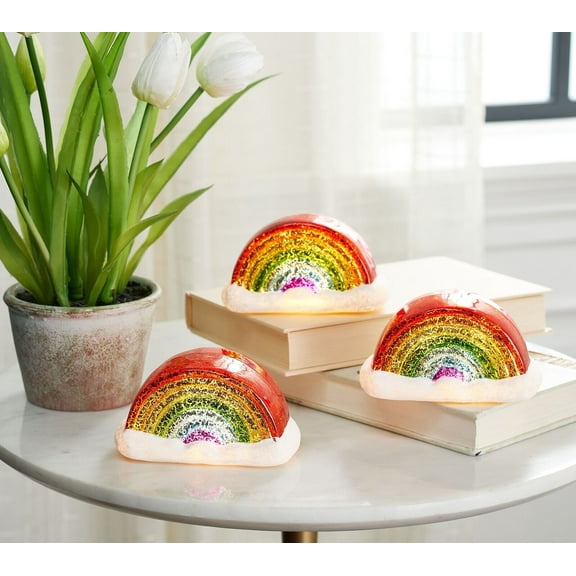 Set of 3 Illuminated Mercury Glass Rainbows by Valerie