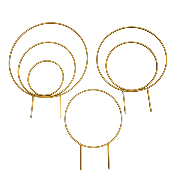 Set of 3 Indoor Round Plant Trellises for Climbing Houseplants Metal Frames for Potted Ivy,Outdoor P Gold Metal