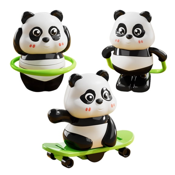 Set of 3 Interactive Mechanical Panda Figurines Promoting Physical Activity and Imagination