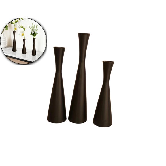 Set of 3 Iron Candlesticks – Metal Candle Holders (7.5", 8.7", 10.2") for Romantic Dinner, Holiday & Home Table Decor