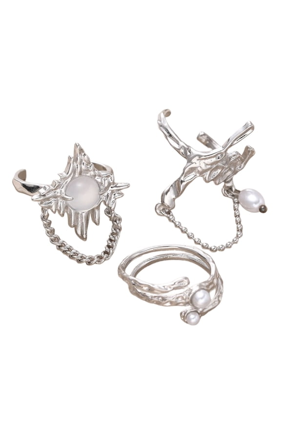 Set of 3 Irregular Dating Rings Adjustable Finger Rings Geometric Open Rings
