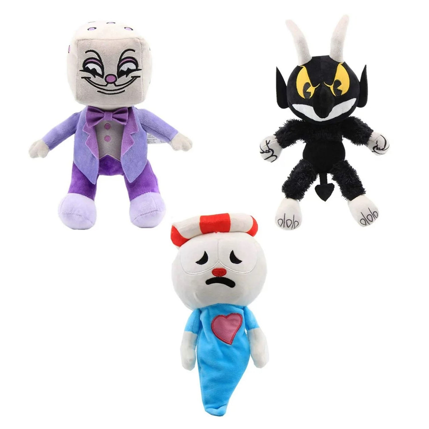 Set of 3 King Dice, Devil Boss, Ghost Plush - Cuphead Series Stuffed Animal  Plush Doll Toy 