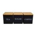 thumbnail image 1 of Set of 3 Kitchen Canisters - Metal, Airtight Lids, Labeled, for Coffee, Tea, Flour, Space - Saving, 1 of 4
