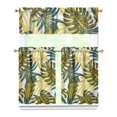 thumbnail image 1 of Set of 3 Kitchen Curtains, 27.5x36 Inch Polyester, Hawaiian Tropical Leaf and Flower Designs, Lightweight Window Drapes for Kitchen or Bathroom, 1 of 6