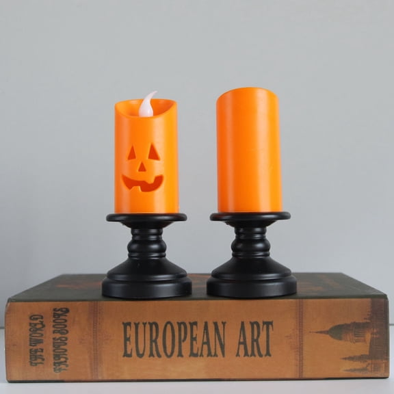 Set of 3 LED Flameless Pumpkin Candles – Battery Operated Jack-O'-Lantern Lights with Timer for Indoor Table Decor