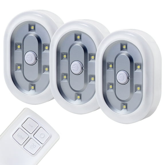 3 Pack 50lm LED Puck Light with Remote, Cordless Under Cabinet Lighting, Battery Powered for Closets, Under Counter