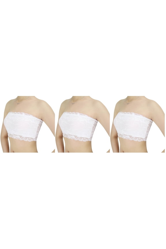 Set of 3 Strapless Lace Bras for Women, Comfortable Top Support, Perfect for Everyday and Special Occasions