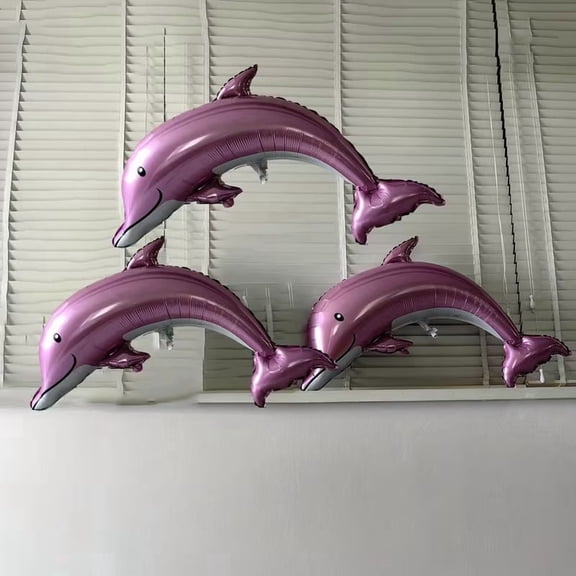 Set of 3 Large 47-Inch Red Dolphin Foil Balloons for Birthday Parties and Themed Events