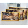 thumbnail image 1 of Set of 3 Large Serving Trays w/Handles Nesting Breakfast Serving Trays Afternoon Tea Tray Decorative Rectangular Display Tray Set, 1 of 4