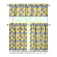 thumbnail image 1 of Set of 3 Lemon Yellow Kitchen Curtains - Fresh Fruit Print Semi-Sheer Rod Pocket Curtains for Small Windows, 1 of 3