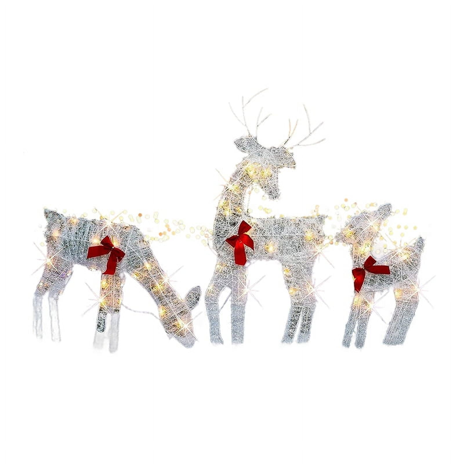 Set of 3 Lighted Christmas 2D Reindeers Outdoor Decorations, Pre-Lit ...