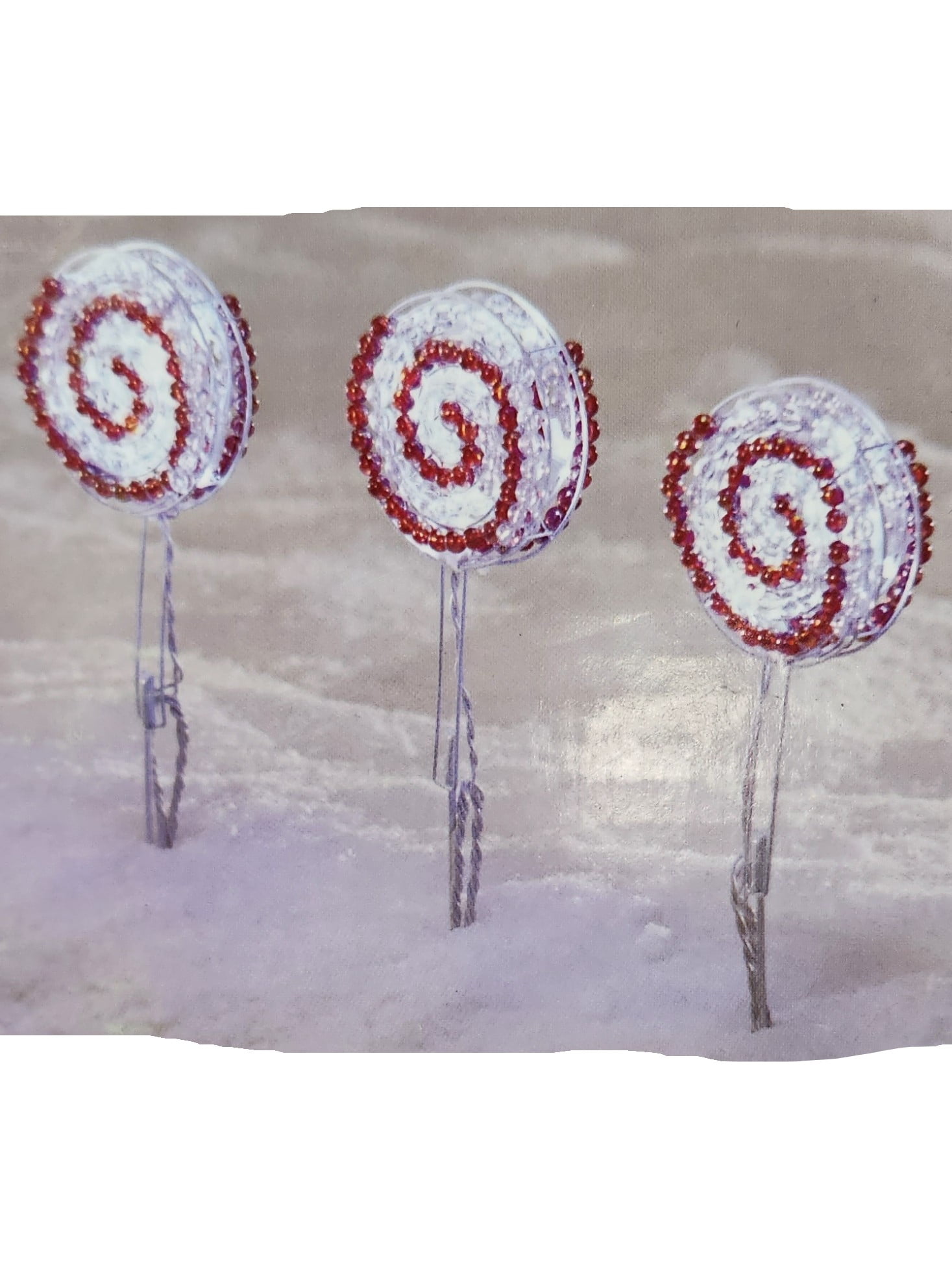 Set of 3 Lighted Lollipop Pathway Markers Christmas Yard Stake