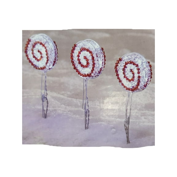 Set of 3 Lighted Lollipop Pathway Markers Christmas Yard Stake Decoration