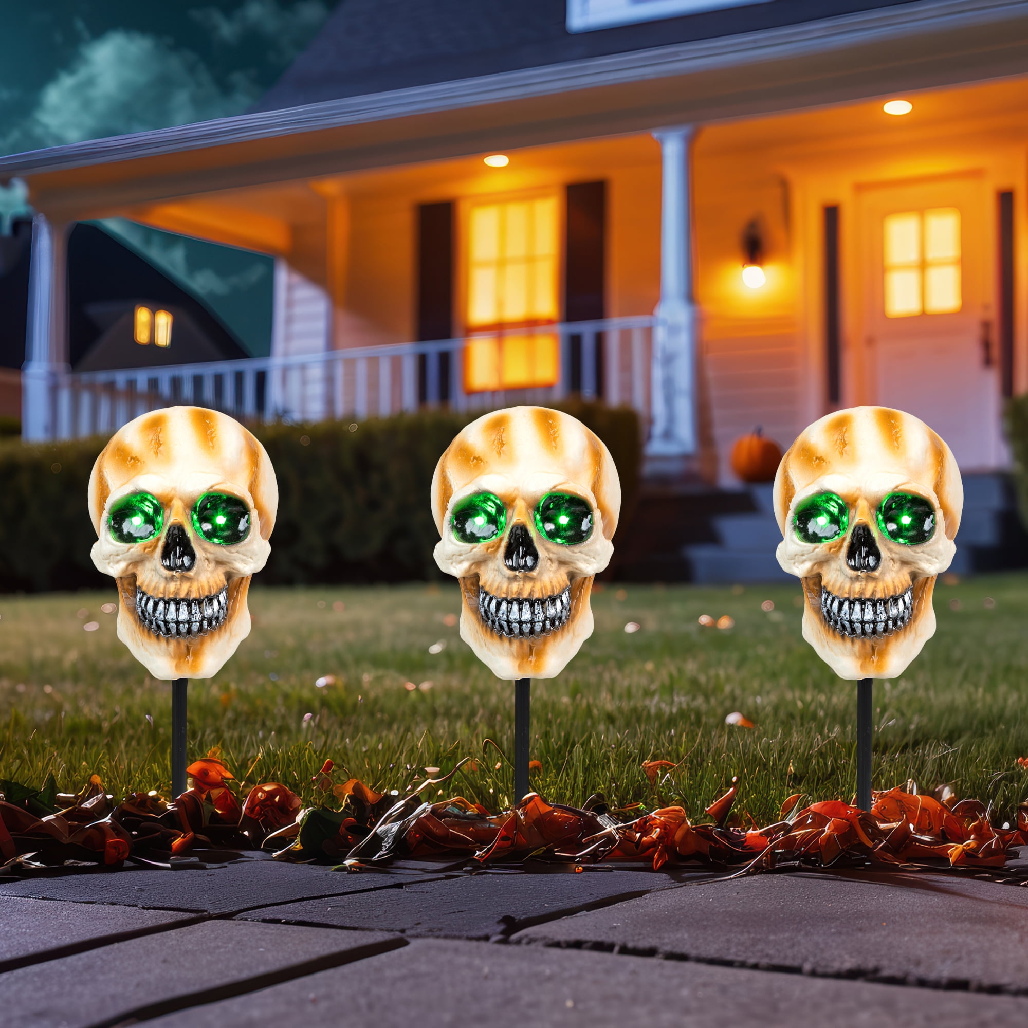 Set-of-3-Lighted-Skeleton-Head