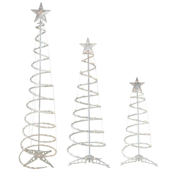 Set of 3 Lighted Spiral Christmas Trees - 3' 4' and 6' Clear Light