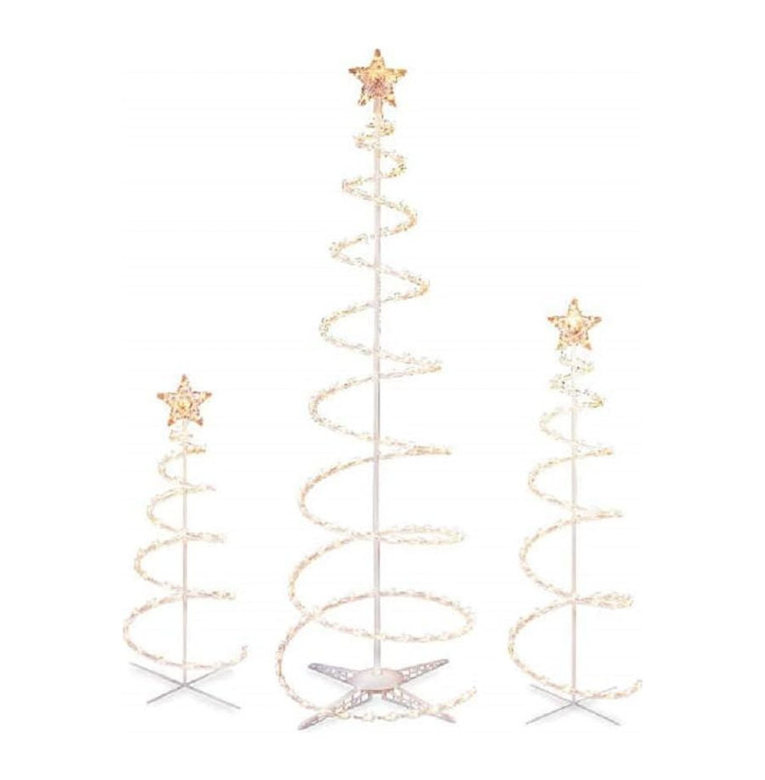Set of 3 Lighted Spiral Christmas Trees 3 Ft 4 Ft and 6 Ft WBTAYB