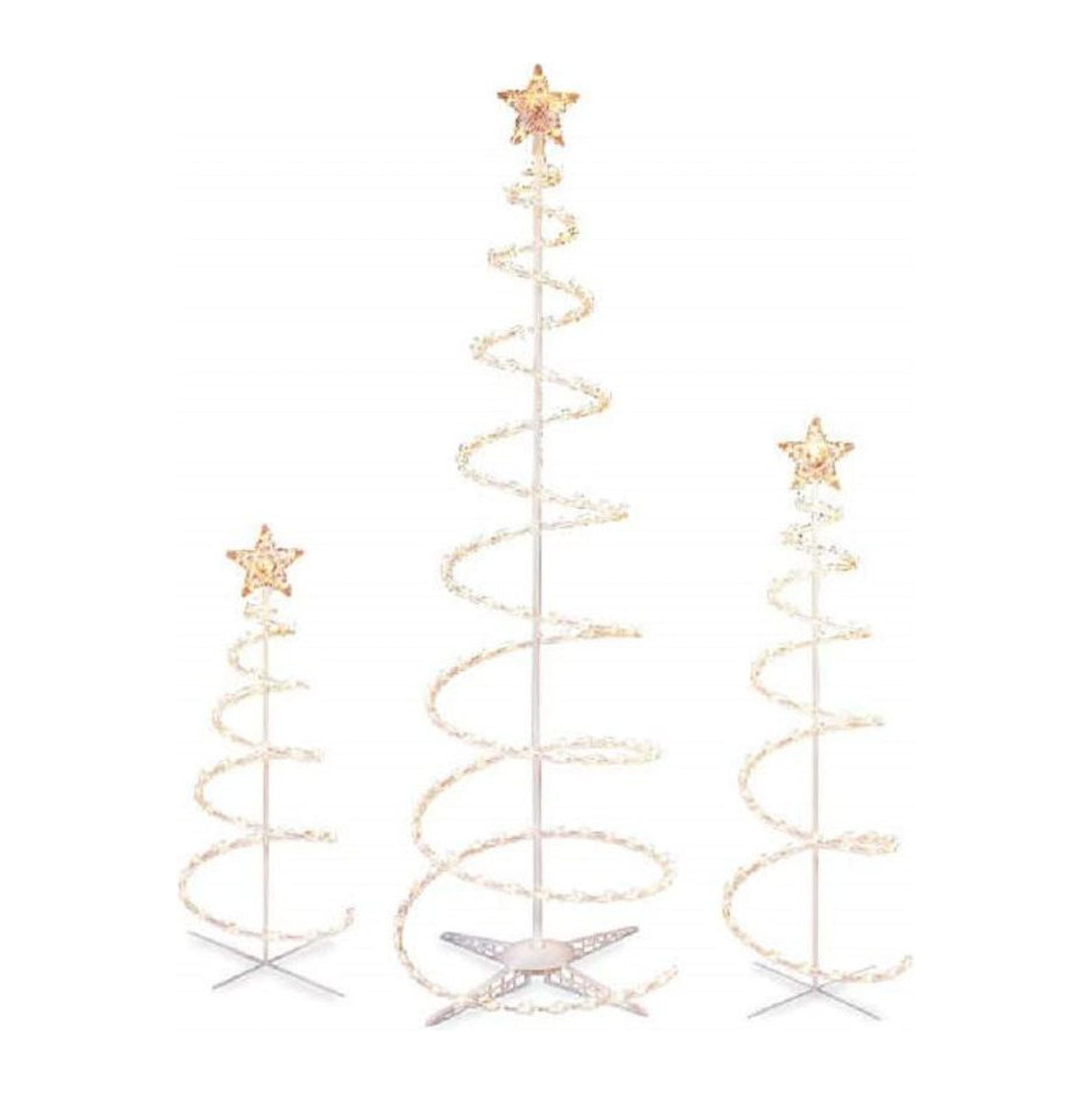 Set of 3 Lighted Spiral Christmas Trees 3 Ft 4 Ft and 6 Ft Winter