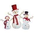 thumbnail image 1 of Set of 3 Lighted Tinsel Snowmen Family Christmas Yard Decorations, 1 of 7