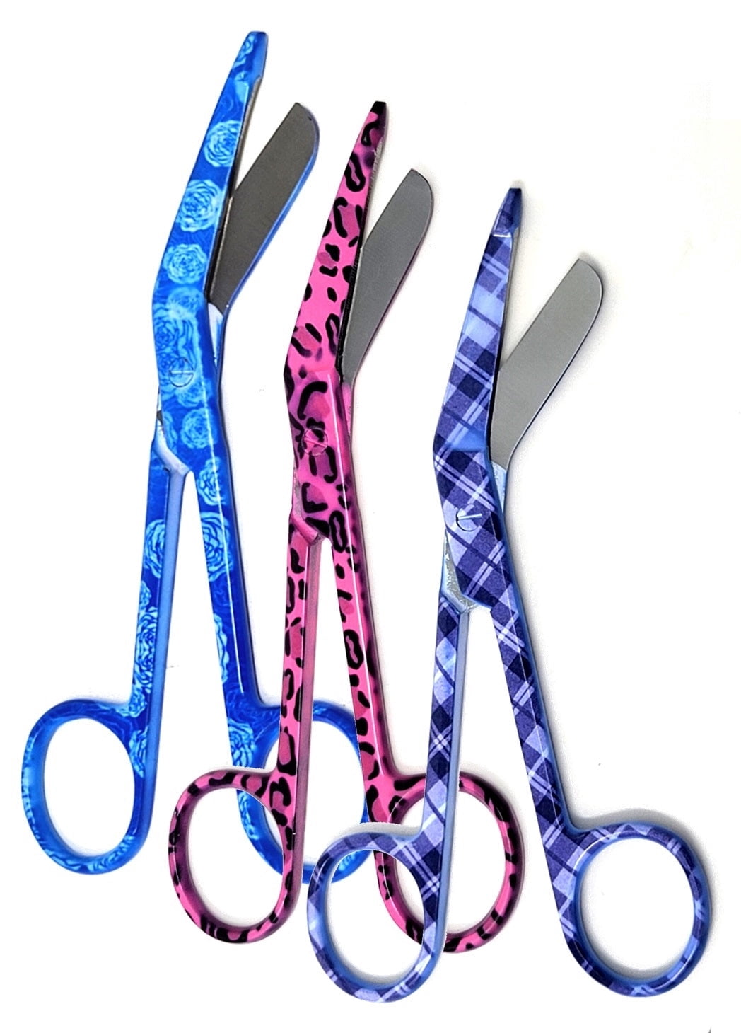 Set of 3 Lister Bandage Scissors 5.5" Stainless Steel with Assorted Pattern-Pack 4