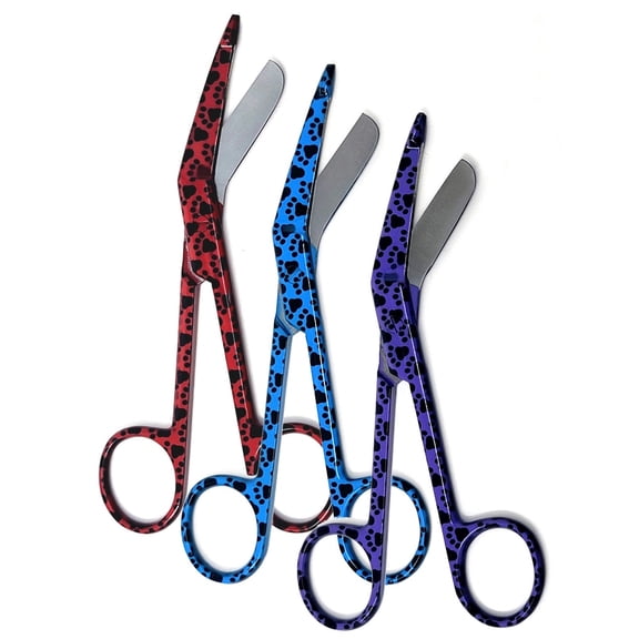 Set of 3 Lister Bandage Scissors 5.5" Stainless Steel with Assorted Pattern-Pack 5